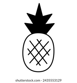 Pineapple line icon isolated on white