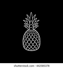 Pineapple Line Icon On Black Background