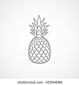Pineapple Line Icon On White Background
