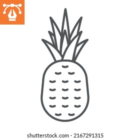 Pineapple line icon, outline style icon for web site or mobile app, fruit and exotic, ananas vector icon, simple vector illustration, vector graphics with editable strokes.