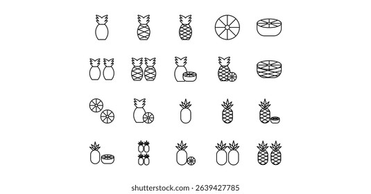 pineapple line icon pack illustration