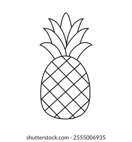 Pineapple line icon. Simple drawing of whole pineapple. Outline clipart fruit