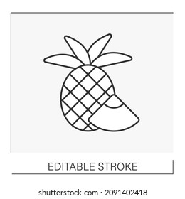  Pineapple line icon. Tasty sweet large juicy tropical fruit. Balanced nutrition. Fruit concept. Isolated vector illustration. Editable stroke