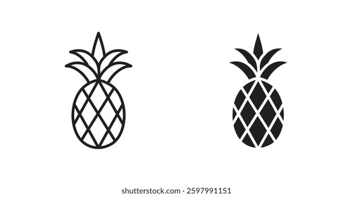 Pineapple line icon vector set.