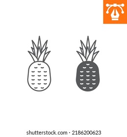 Pineapple line and solid icon, outline style icon for web site or mobile app, fruit and exotic, ananas vector icon, simple vector illustration, vector graphics with editable strokes.