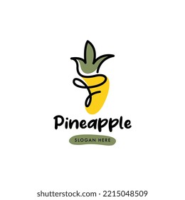 Pineapple Logo Design Concept for Business and Branding. Fresh Fruit Logo Template Vector. Pineapple Logo Template