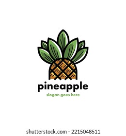 Pineapple Logo Design Concept for Business and Branding. Fresh Fruit Logo Template Vector. Pineapple Logo Template