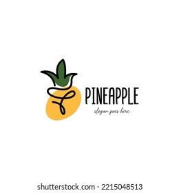 Pineapple Logo Design Concept for Business and Branding. Fresh Fruit Logo Template Vector. Pineapple Logo Template