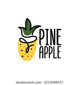 Konzept für das Design von Ananas-Logos für Unternehmen und Branding. Vorlage für frisches Obst-Logo, Vektorgrafik. Vorlage für Ananas-Logo