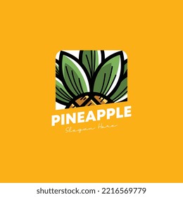 Pineapple Logo Design Concept for Business and Branding. Fresh Fruit Logo Template Vector. Pineapple Logo Template