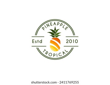 Pineapple Logo Design Concept for Business and Branding. Fresh Fruit Logo Template Vector. Pineapple Logo Template