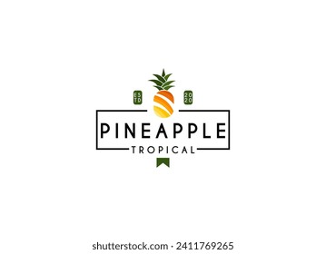 Pineapple Logo Design Concept for Business and Branding. Fresh Fruit Logo Template Vector. Pineapple Logo Template