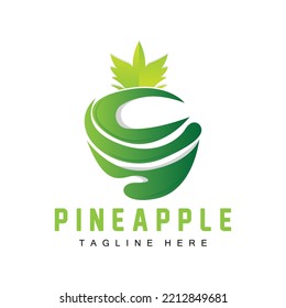Pineapple Logo Design, Fresh Fruit Vector, Plantation Illustration, Fruit Product Brand Label
