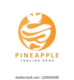 Pineapple Logo Design, Fresh Fruit Vector, Plantation Illustration, Fruit Product Brand Label