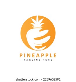 Pineapple Logo Design, Fresh Fruit Vector, Plantation Illustration, Fruit Product Brand Label