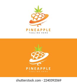 Pineapple Logo Design, Fresh Fruit Vector, Plantation Illustration, Fruit Product Brand Label
