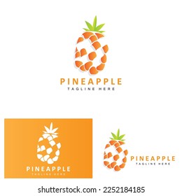 Diseño de logotipos de piña, vectores de fruta frescos, ilustración de plantación, etiqueta de marca de productos de frutas