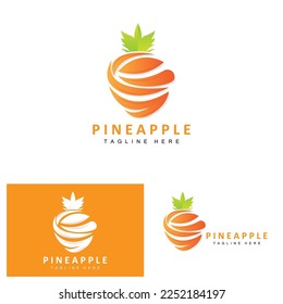 Pineapple Logo Design, Fresh Fruit Vector, Plantation Illustration, Fruit Product Brand Label