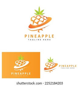 Diseño de logotipos de piña, vectores de fruta frescos, ilustración de plantación, etiqueta de marca de productos de frutas