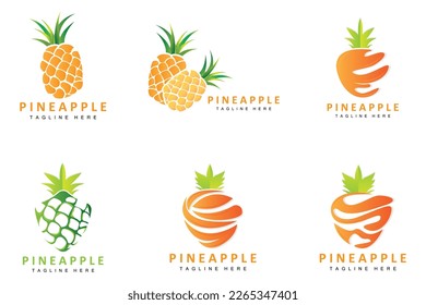 Pineapple Logo Design, Fresh Fruit Vector, Plantation Illustration, Fruit Product Brand Label