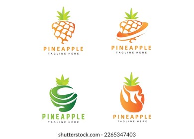 Pineapple Logo Design, Fresh Fruit Vector, Plantation Illustration, Fruit Product Brand Label