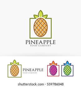 Pineapple logo design. Juice, Health food and Fruit market. Vector logo template