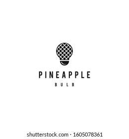 A pineapple logo design template. Awesome a pineaple with lightbulb logo. A pineaple with lightbulb lineart logotype.