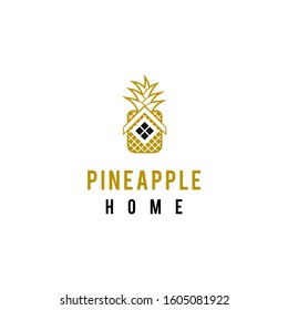 Pineapple logo design template. House logo design. Yellow pineapple logo
