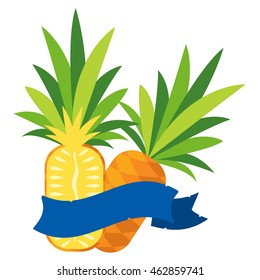 Pineapple logo. Fruit design. Exotic products. Banner.