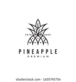 pineapple logo hipster retro vintage Premium Vector design template