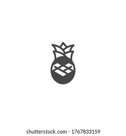 pineapple logo icon design with simple line art style