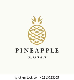 Pineapple logo icon flat design template 