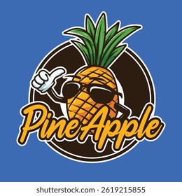 Pineapple logo mascot wearing sunglasses