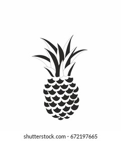 Pineapple logo or print for t-shirt and interior. Graphic fruit with beautiful scales. vector image on white background