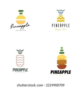 Pineapple Logo Set Design Concept for Business and Branding. Fresh Fruit Logo Template Vector. Pineapple Logo Template
