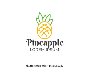 Pineapple logo vector. Tropical pineapple abstract icon