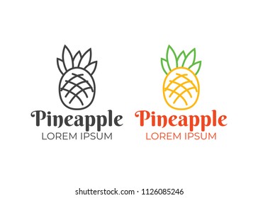 Pineapple logo vector. Tropical pineapple abstract icon