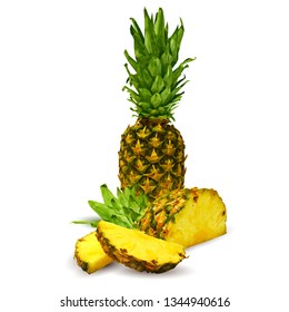 Pineapple low poly. Fresh, nutritious and tasty pineapple. Symbols of fruits. Elements for label design. Pineapple in triangulation technique. 