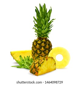 Pineapple low poly. Fresh, nutritious and tasty pineapple. Symbols of fruits. Elements for label design. Pineapple in triangulation technique. 