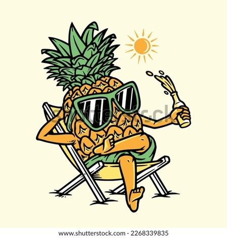 pineapple lying down while enjoying a drink