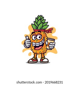 pineapple mascot design inspiration, for fruit drink products