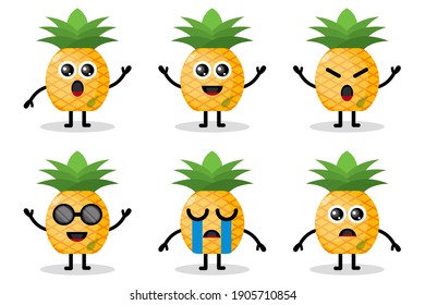 Pineapple Mascot Fruit Flat Design Character