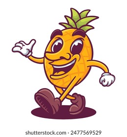 Ilustración vectorial de mascota de piña aislada sobre un fondo blanco