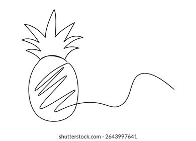 Pineapple minimal fruit drawing in modern continuous one line illustration