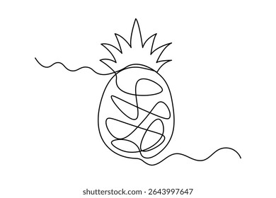 Dibujo mínimo de la fruta de la piña en la ilustración continua moderna de una línea