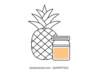 Dibujo mínimo de la fruta de la piña en la ilustración continua moderna de una línea