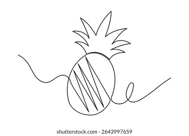 Pineapple minimal fruit drawing in modern continuous one line illustration