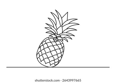 Ananas minimale Fruchtzeichnung in modernen durchgehenden einzeiligen Illustration