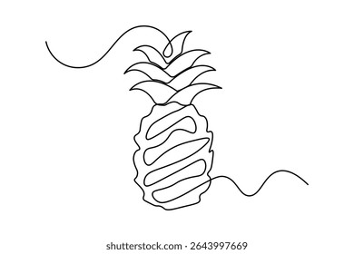 Dibujo mínimo de la fruta de la piña en la ilustración continua moderna de una línea