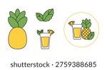 Pineapple Mint Cooler Line art creative abstract color vector design